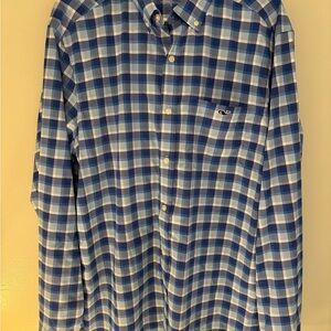 Vineyard Vines Men's On The Go Performance Blue Plaid Shirt